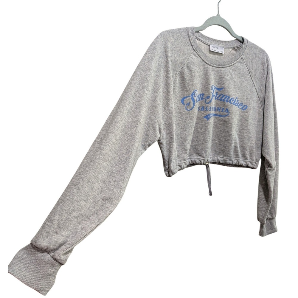 Bershka Womens Crop‎ Sweatshirt Small San Francisco Graphic Y2K Coastal Casual - Picture 3 of 9